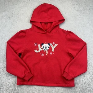 Disney Mickey Mouse Christmas Hoodie Youth Medium Red Joy Cartoon Casual Hooded - Picture 1 of 12