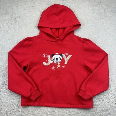 Disney Mickey Mouse Christmas Hoodie Youth Medium Red Joy Cartoon Casual Hooded - Image 1 of 4