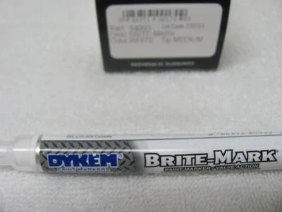 (1 Pen) DYKEM Part #84003 Brite-Mark Paint Marker Pen Medium Tip Color White NEW