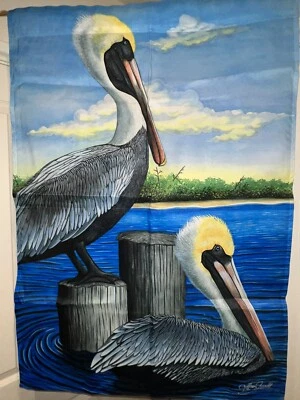 39” X27.5” Digital CGI Fabric Panel Pelicans Jeffrey Terrell Nice - Image 1 of 4