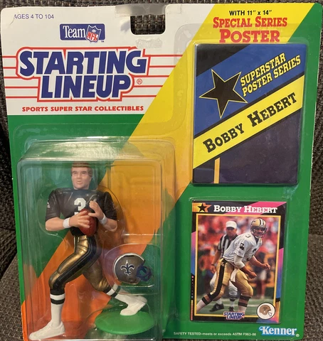 Bobby Hebert Saints NFL Football Figure With Poster 1992 Kenner Starting Lineup Cover