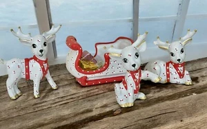 4 Kimple Quilt Puffy Reindeer Sleigh Christmas Decor Vintage Dot Santa Mold - Picture 1 of 17