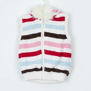 Gymboree Winter Snowflake Faux Fur Striped Sweater Vest Size Small 5/6 - Picture 1 of 5