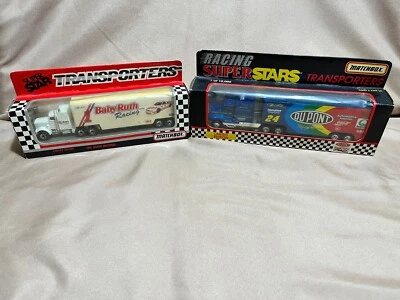 Jeff Gordon Matchbox 1992 Baby Ruth & 1996 Du Pont Trailer Rig Set - Image 1 of 4