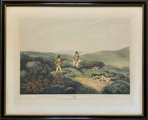 GROUSE SHOOTING! Original 19th-Century Sporting Print Hogarth Frame - Picture 1 of 11