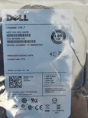 600 GB SAS Dell Cheetah 15K.7 ST3600057SS 16MB HDD 3.5" NUOVO  - Immagine 1 di 2