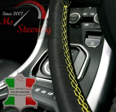 PARA LINCOLN MARK VI 80-83 CUBIERTA VOLANTE CUERO NEGRO, AMARILLO CERCA Foto 1 de 2