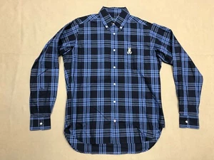 PSYCHO BUNNY MENS BLUE PLAID STRIPED L/S COTTON BUTTON UP SHIRT SIZE SMALL RARE - Picture 1 of 5