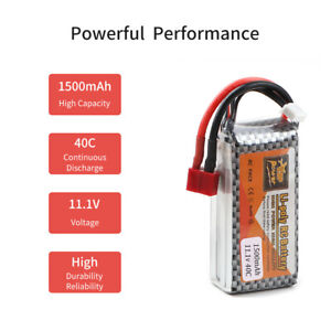 11.1V 1500mAh 3S LiPo Battery 40C T Plug for RC Car Airplane Helicopter Truck