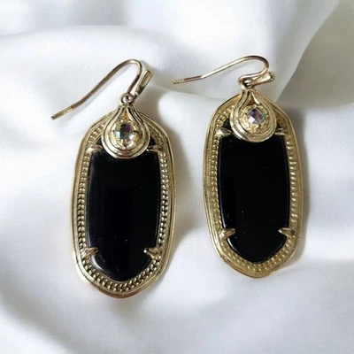 Kendra Scott Customized Darcy Black Onyx AB Crystal Earrings RARE - Image 1 of 4