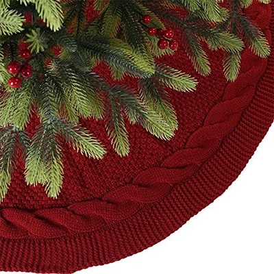 Christmas Tree Skirt, 48 inches Luxury Cable Knit Knitted Thick Rustic Xmas H... - Image 1 of 4