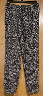 JLO Jennifer Lopez Women's Jogger Casual Black/White Pants w/ Drawstring Size XS - Image 1 of 4