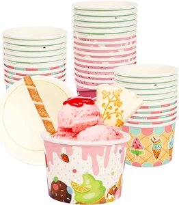 24 Stück Eisbecher Pappe,240 ml Hawaii Party Eisbecher Papier Eisschalen Einweg - Bild 1 von 6
