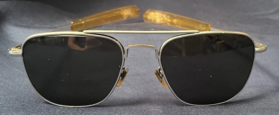 Vintage AO American Optical Aviator Bayonet Original Pilot Sunglasses Silver - Image 1 of 4