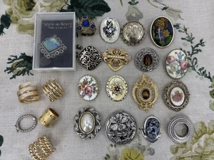 Lote de 22 x VINTAGE bisutería bufanda clips anillos LOTE DE TRABAJO - Imagen 1 de 13