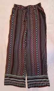 Love Wish fließende Hose rot schwarz weiß Print Gummibund weites Bein Gr. Mädchen M - Bild 1 von 8