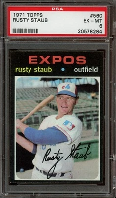 1971 Topps #560 Rusty Staub *PSA 6 (EX-MT) *Montreal Expos Foto 1 de 2