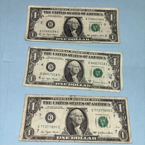 $1 Bills From 1977   Set Of 3  - Picture 1 of 5