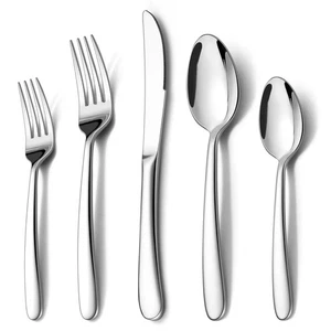 40-teiliges robustes Silberbesteck Besteckset für 8 Edelstahl Bestecksets - Bild 1 von 8