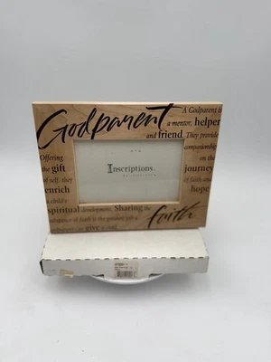 "Godparents" Wood Inscriptions Lasercraft 4x6” Photo Wooden Picture Frame - Image 1 of 4