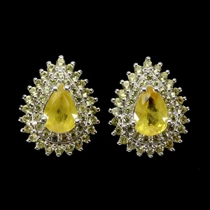 925 Sterling Silber Ohrringe Birne Saphir 7x5mm Saphir Diamantschliff Edelstein - Bild 1 von 14