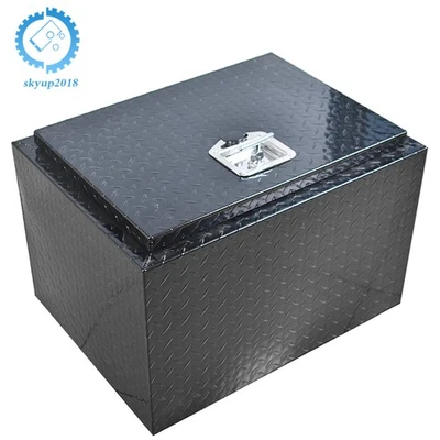 24x17x18 Truck Pickup Bed Aluminum Black Tool Box Trailer Storage w/ Lock Key - Image 1 of 4