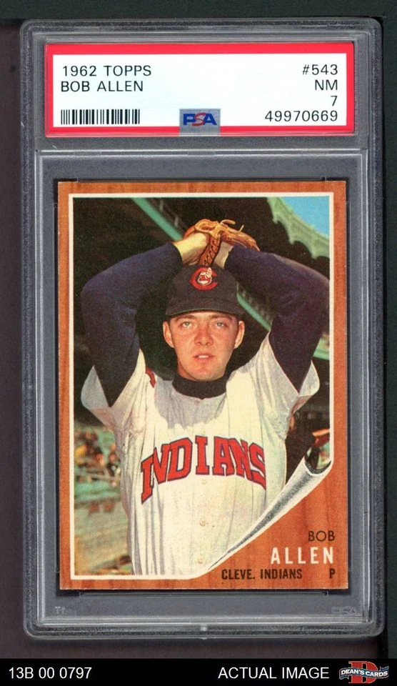 1962 Topps #543 Bob Allen Indians SHORT-PRINT PSA 7 - NM - Image 1 of 1