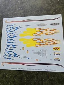 Revell 32 Ford Roadster High Boy Street Rod 1:25 Decal Sheet Flames & More - Picture 1 of 1