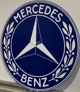 Vintage Style Mercedes Benz Blue Heavy Steel Metal Top Quality Sign - Picture 1 of 10