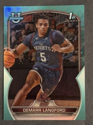 2022-23 Bowman University Chrome - Demarr Langford #53 Aqua Refractor /299 (RC) - Image 1 of 4