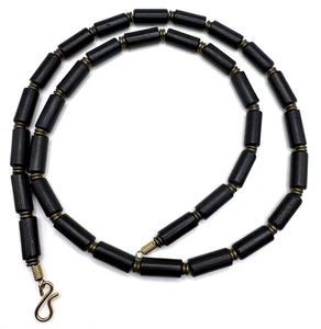 Vintage Black Ceramic Bead Necklace 30 in - Picture 1 of 4