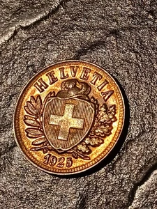 Moneda suiza de 2 rappen de 1925 Suiza gran atractivo visual - Imagen 1 de 10