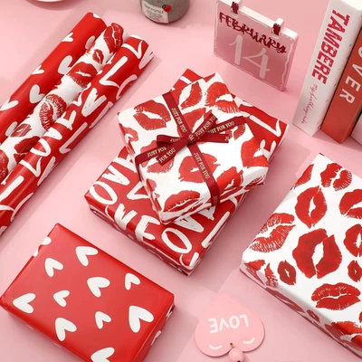 3 Rolls Valentine'S Day Wrapping Paper - Mini Roll - 17 Inch X 16.4 Ft Love Hear - Image 1 of 4