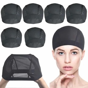 Cappellino Parrucca in Rete Confezione da 6 Cappellini a Cupola Elasticizzati in Rete per Parrucche (Nero) - Foto 1 di 12