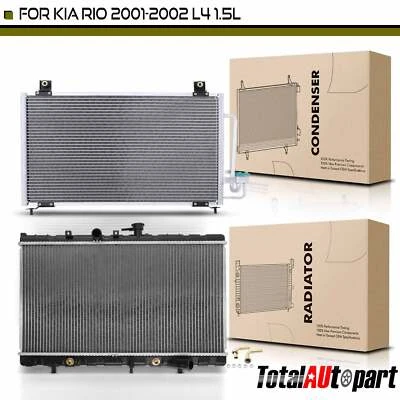 Kit de refrigeración de radiador y condensador de CA para Kia Rio 2001-2002 L4 1,5 L 0K31A15200A Foto 1 de 4