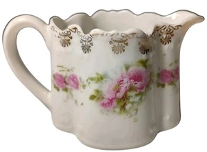 Antikes Bavaria Milchkännchen Rosenmuster Porzellan Goldrand handbemalt ANSEHEN - Bild 1 von 10