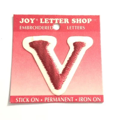 Joy Letter Shop Red V 1.5” Iron Stick On Embroidered Patch Appliqué Crafting - Image 1 of 4