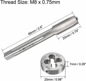 M8 x 0.75mm Metric Left Hand Tap and Die Set Machine Thread Tap with Round Die - Picture 1 of 5