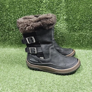 Merrell Decora Chant Black Leather Buckles Side Zip Boots Womens Size US 7 - Picture 1 of 13