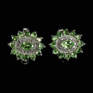 Shola Genuine Natural Green Tsavorite Garnet Earrings Sterling Silver E255 - Picture 1 of 3