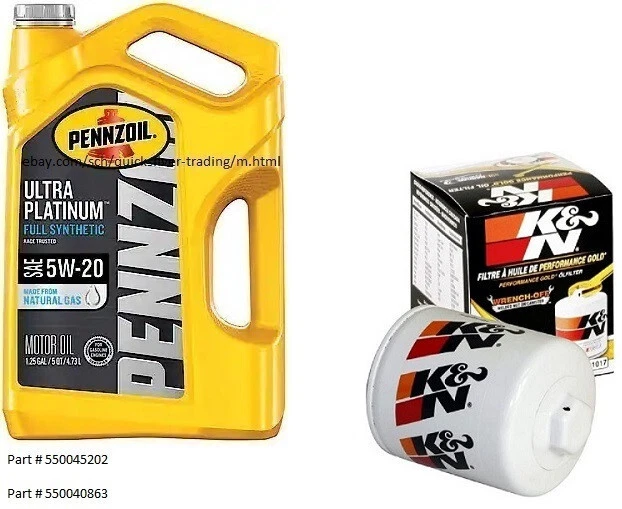 Aceite de motor sintético completo Pennzoil Ultra Platinum 5W20, 5 cuartos de galón con filtro de aceite K&N Foto 1 de 1