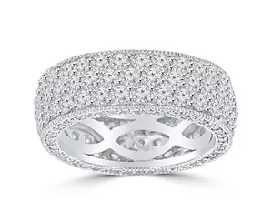 4.50 ct Ladies Three Row Round Cut Diamond Eternity Wedding Band Ring - Picture 1 of 4