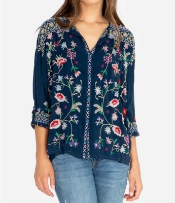 NEW JOHNNY WAS GISELLA HEAVILY EMBROIDERED BLOUSE TUNIC BOHO SMALL MEDIUM $297 - Image 1 of 4