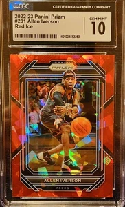 2022-23 Panini Prizm #281 Allen Iverson Red Ice CGC GEM10 - Picture 1 of 2