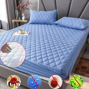 100% Waterproof Thicken Mattress Protector Cover Non-slip Fitted Bed Sheet Pad - Picture 1 of 18
