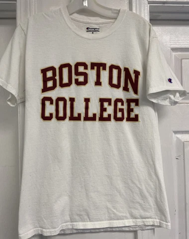 BOSTON COLLEGE BC Eagles  CHAMPION White T-Shirt Mens Medium GUC Cover