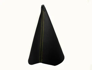 KIA RIO (2000-2005) Soufflet Levier De Frein 100% Cuir - Couture Jaune - Picture 1 of 1