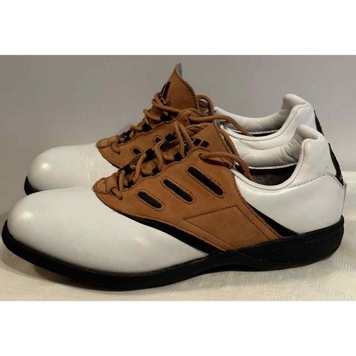 Scarpe da golf Adidas donna marrone chiaro in pelle bianca EVN 791 stringate taglia 6
