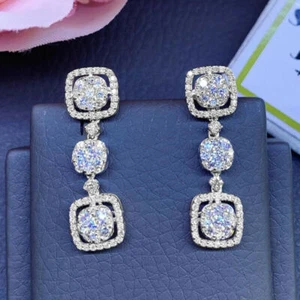 Elegant 925 Silver Stud Earrings for Women Cubic Zirconia Wedding Jewelry Gift - Picture 1 of 10