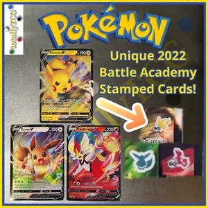 Pokemon 2022 Battle Academy SELLADO Eevee, Pikachu y Cinderace Holo Promociones! - Imagen 1 de 1